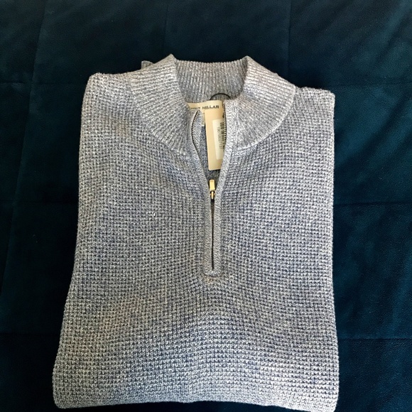 Peter Millar Men's Blue Granite Kitts Twisted Quarter-Zip - Picture 1 of 2